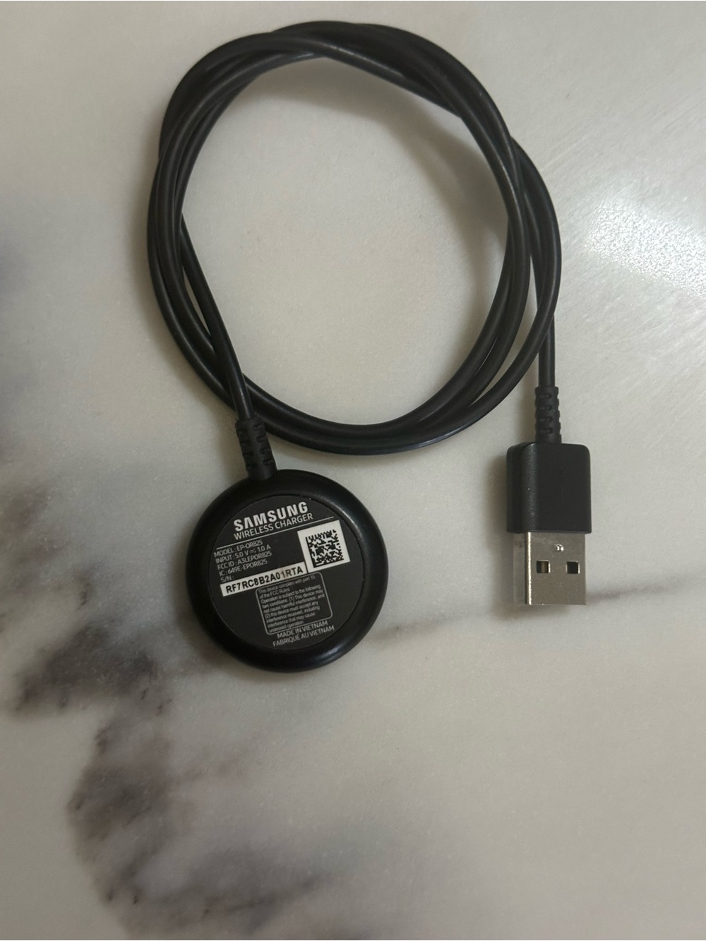 Samsung Black Wireless Watch Charging Puck with USB-A Cable